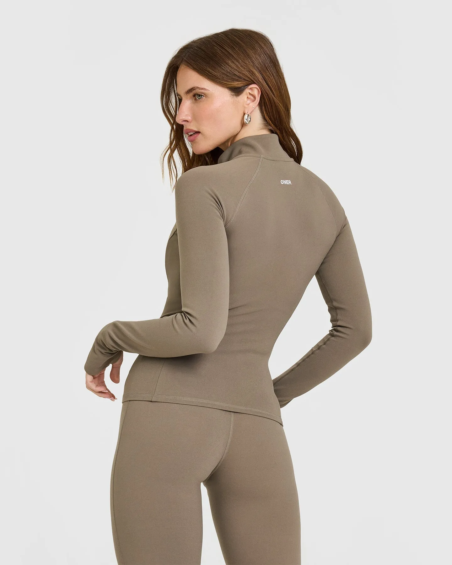 SoftMotion™ Jacket with White Logo | Moss Brown sold by Oner Active product image thumbnail 2