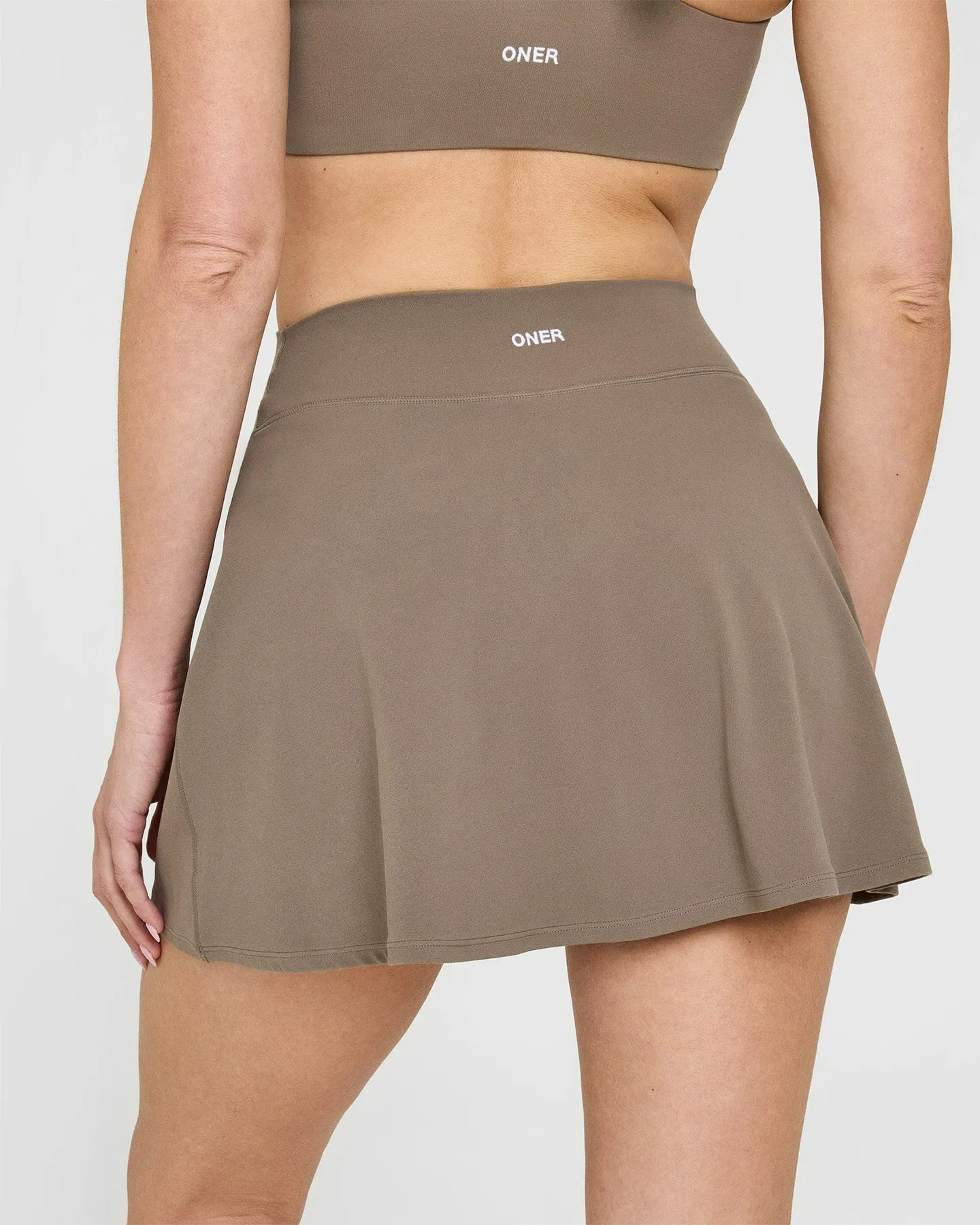 SoftMotion™ Skort with White Logo | Moss Brown sold by Oner Active product image thumbnail 4