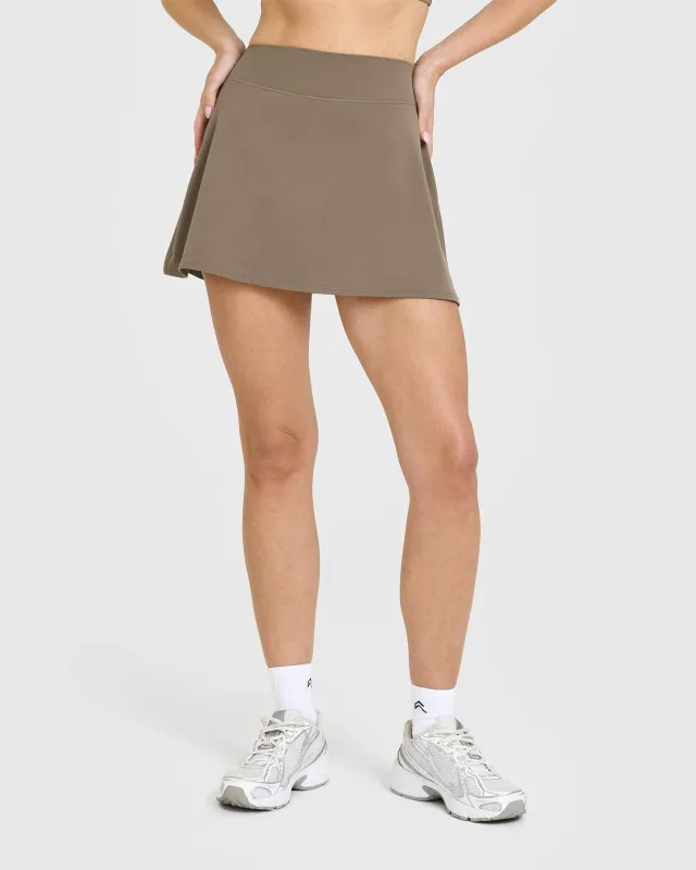 SoftMotion™ Skort with White Logo | Moss Brown made by Oner Active