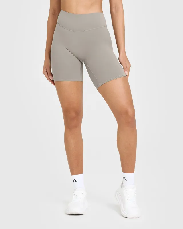 SoftMotion™ Cycling Shorts 8" with White Logo | Warm Sand sold by Oner Active