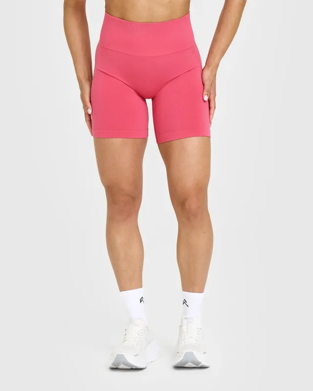 Effortless Seamless Shorts with White Logo | Velvet Pink sold by Oner Active