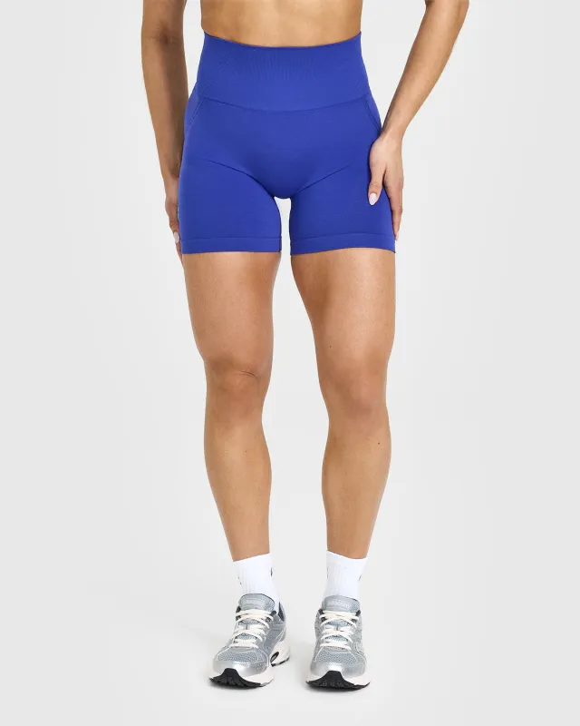 Effortless Seamless Shorts with White Logo | Space Blue sold by Oner Active