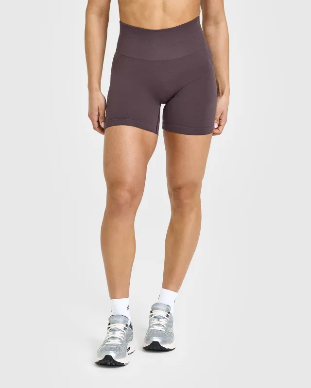 Effortless Seamless Shorts with White Logo | Umber Brown sold by Oner Active