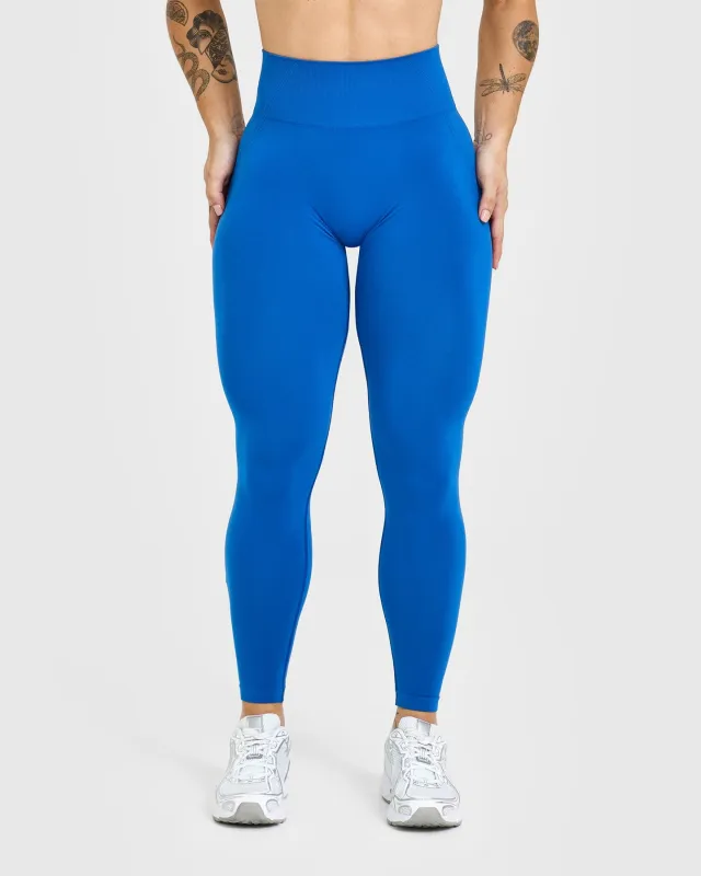 Effortless Seamless Leggings with White Logo | Oasis Blue sold by Oner Active