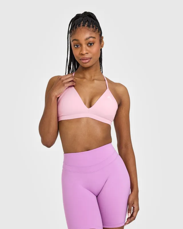 EasyLift™ Ultra Minimal V Neck Bralette with White Logo | Petal Pink sold by Oner Active