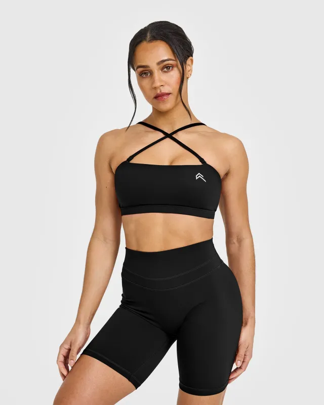 EasyLift™ Multi Way Bandeau Bralette with White Logo | Black sold by Oner Active