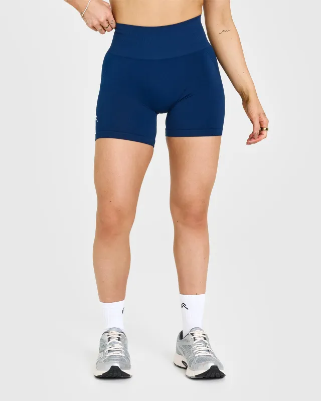 Effortless Seamless Shorts with White Logo | Midnight sold by Oner Active