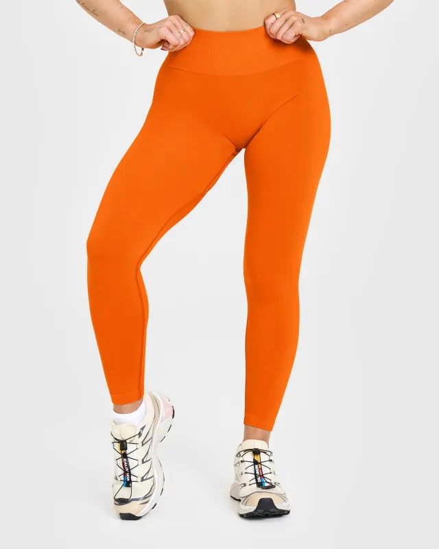 Effortless Seamless Leggings with White Logo | Flame Orange sold by Oner Active