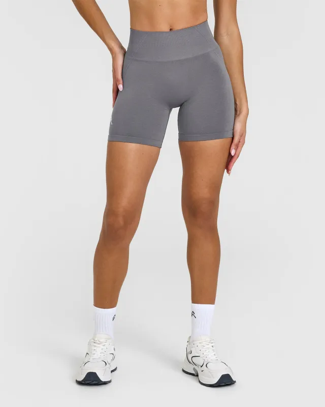 Effortless Seamless Shorts with White Logo | Ash Grey sold by Oner Active