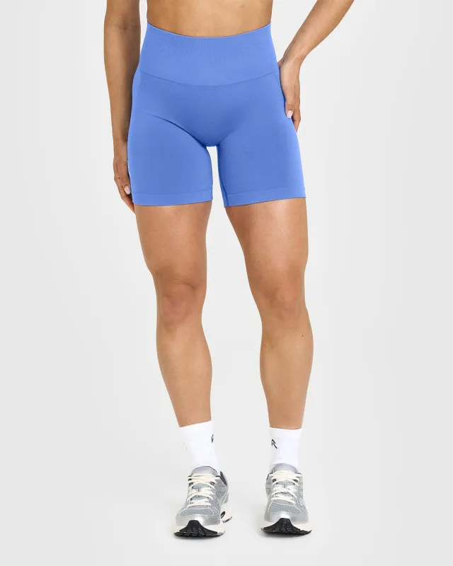 Effortless Seamless Shorts with White Logo | Glaucous Blue sold by Oner Active