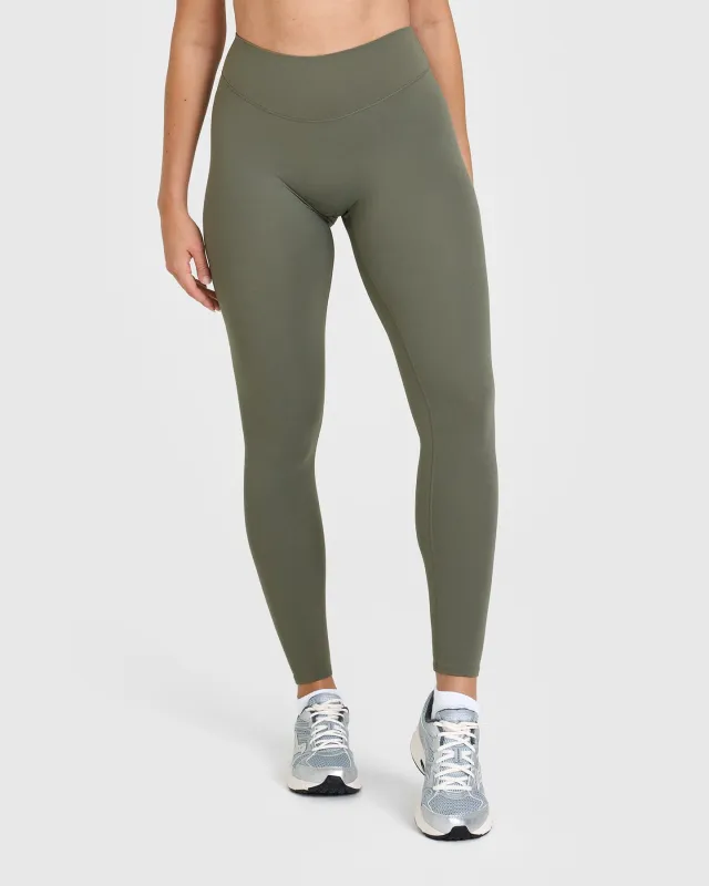 SoftMotion™ Leggings with White Logo | Alpine Green sold by Oner Active