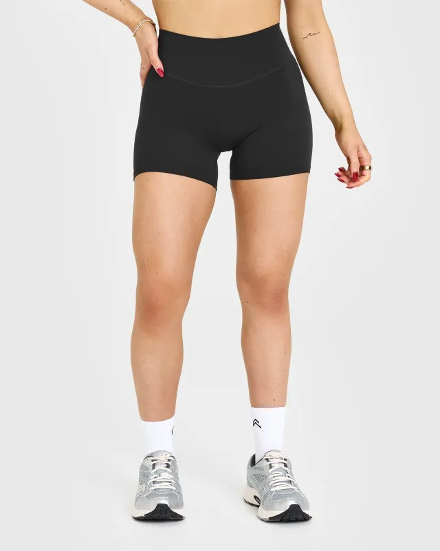 SoftMotion™ Shorts 6" with White Logo | Soft Black sold by Oner Active
