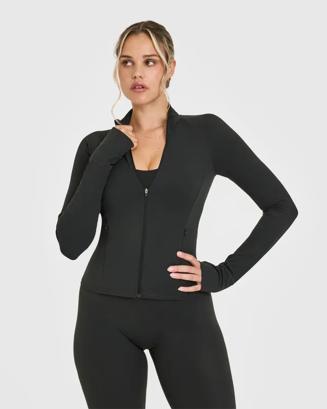SoftMotion™ Jacket with White Logo | Soft Black sold by Oner Active