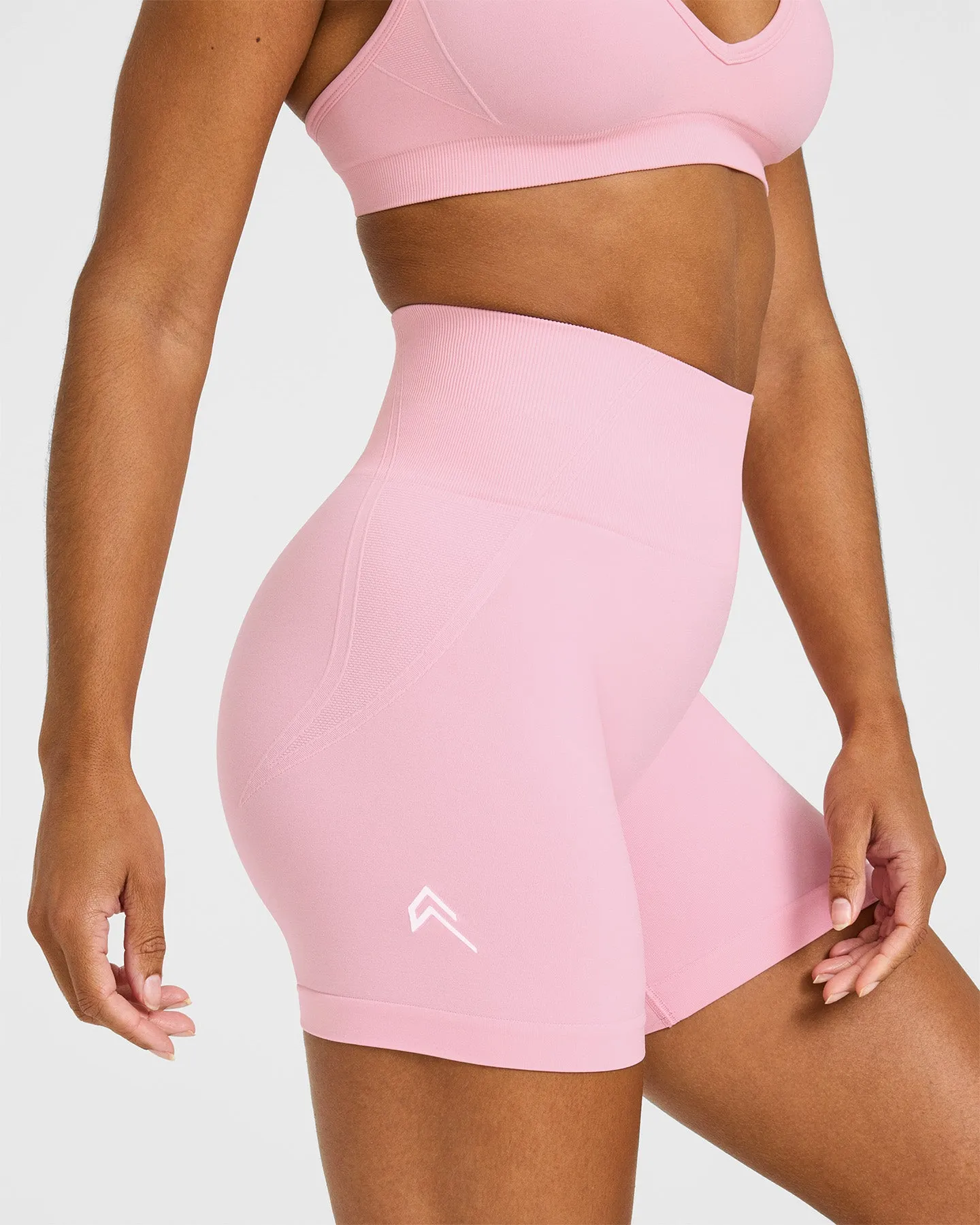 Effortless Seamless Shorts with White Logo | Petal Pink sold by Oner Active product image thumbnail 5