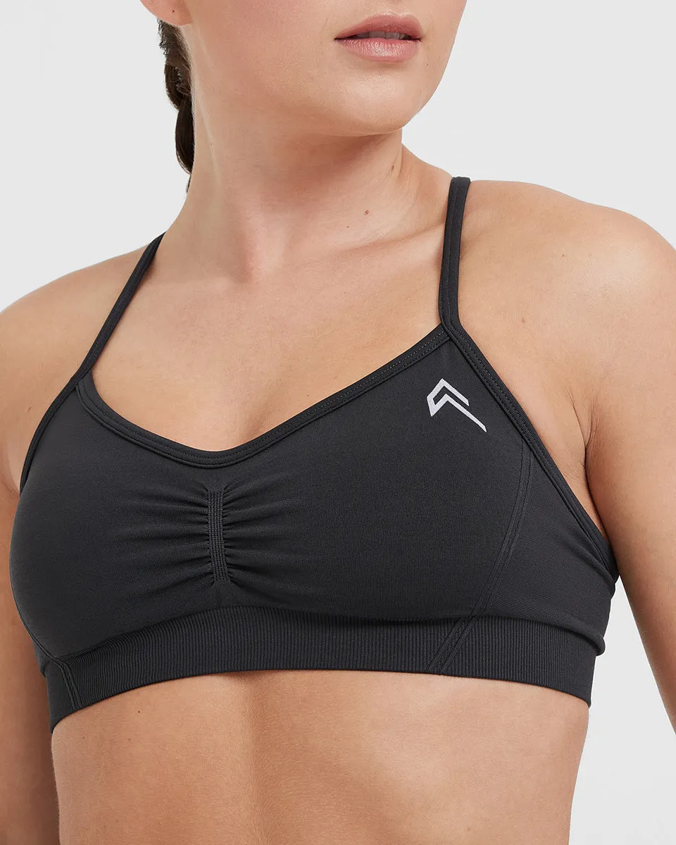 Effortless Strappy Bralette with White Logo | Coal sold by Oner Active product image thumbnail 4
