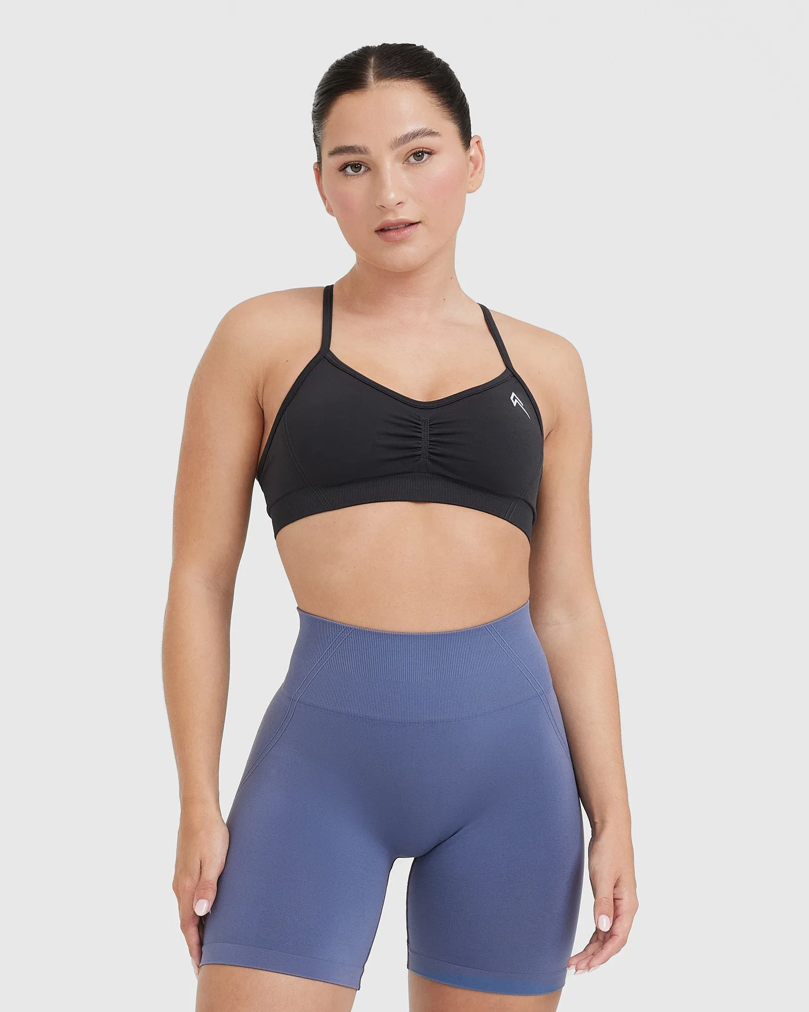 Effortless Strappy Bralette with White Logo | Coal sold by Oner Active