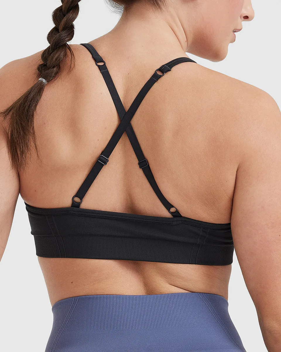 Effortless Strappy Bralette with White Logo | Coal sold by Oner Active product image thumbnail 5