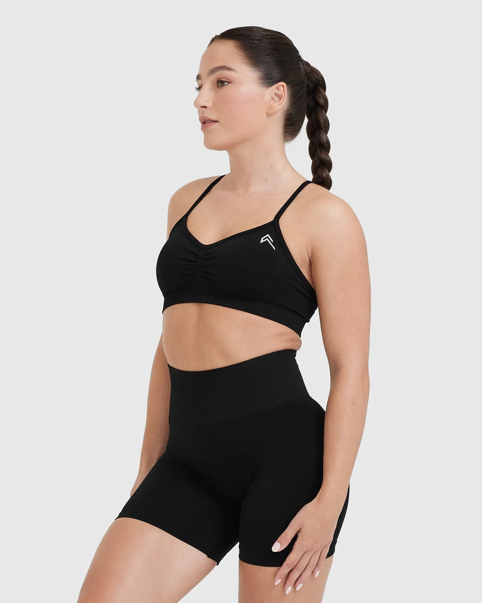 Effortless Strappy Bralette with White Logo | Black sold by Oner Active product image thumbnail 3