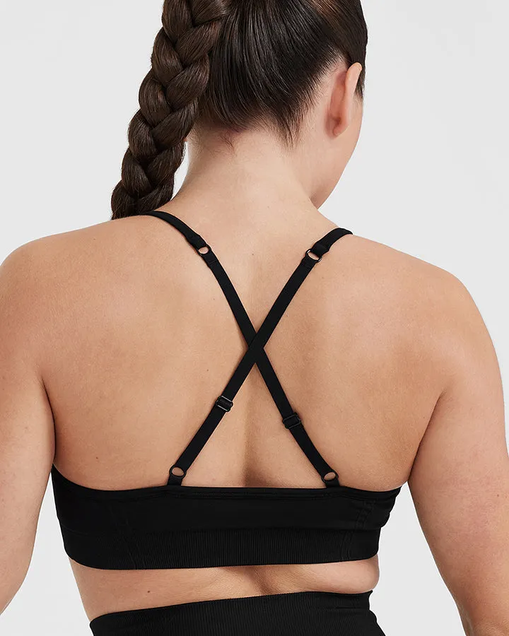 Effortless Strappy Bralette with White Logo | Black sold by Oner Active product image thumbnail 5