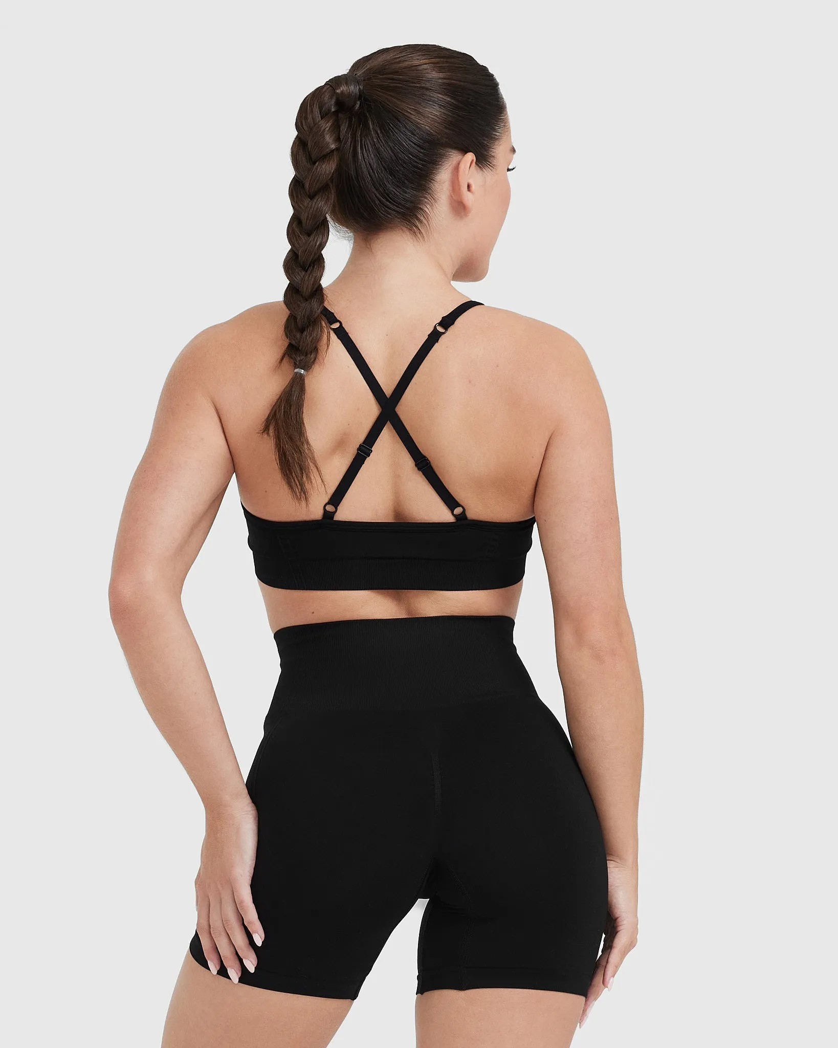 Effortless Strappy Bralette with White Logo | Black sold by Oner Active product image thumbnail 2