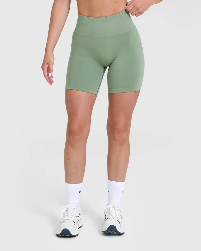Effortless Seamless Shorts with White Logo | Sage sold by Oner Active