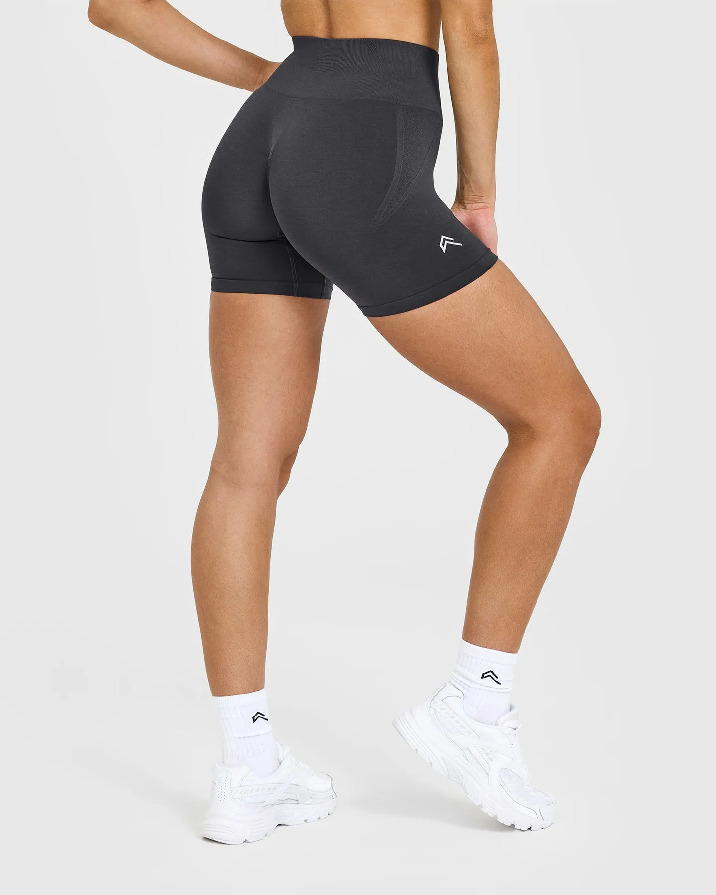 Effortless Seamless Shorts with White Logo | Coal sold by Oner Active product image thumbnail 2