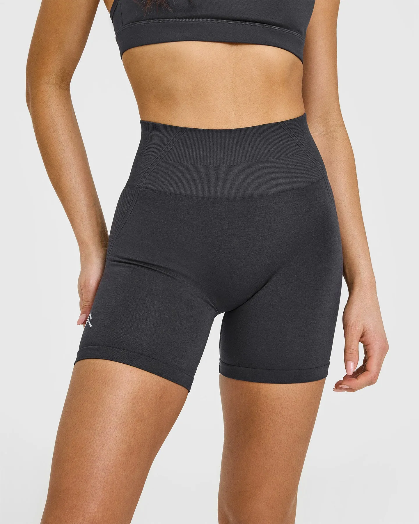 Effortless Seamless Shorts with White Logo | Coal sold by Oner Active product image thumbnail 5