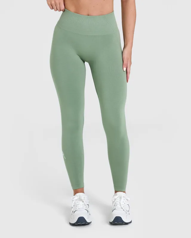 Effortless Seamless Leggings with White Logo | Sage sold by Oner Active