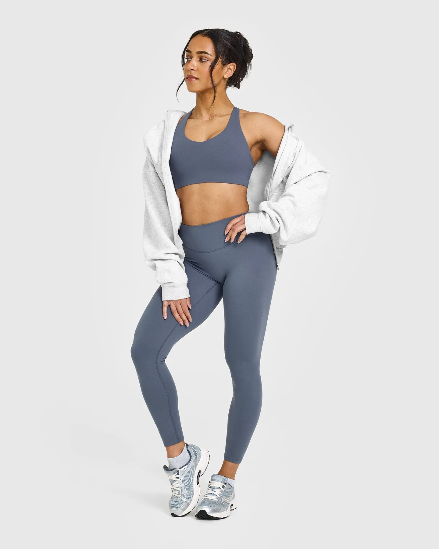 SoftMotion™ Sports Bra with White Logo | Granite Blue sold by Oner Active product image thumbnail 3