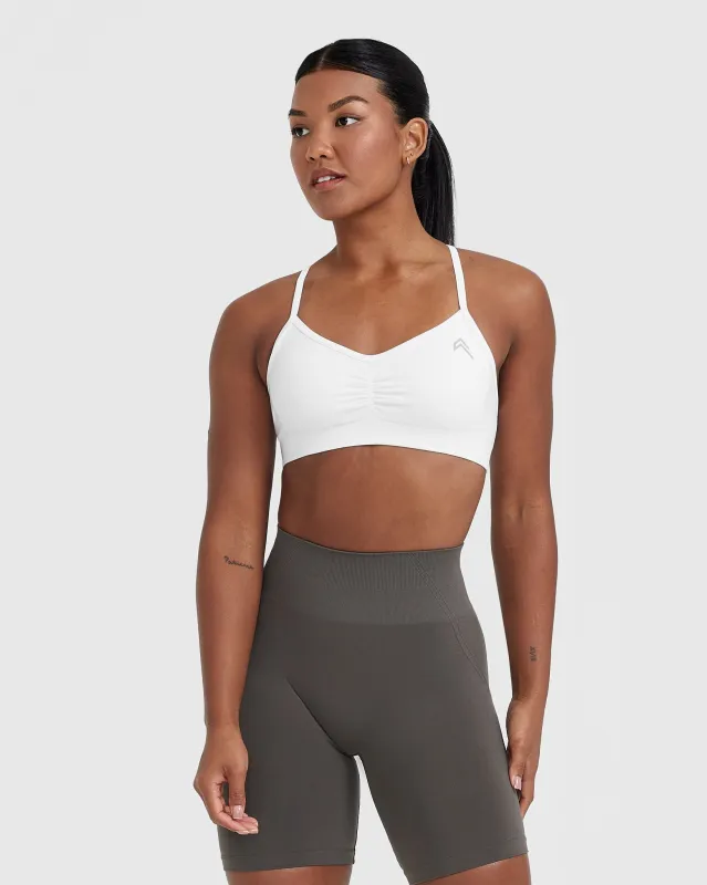 Effortless Strappy Bralette with White Logo | White sold by Oner Active