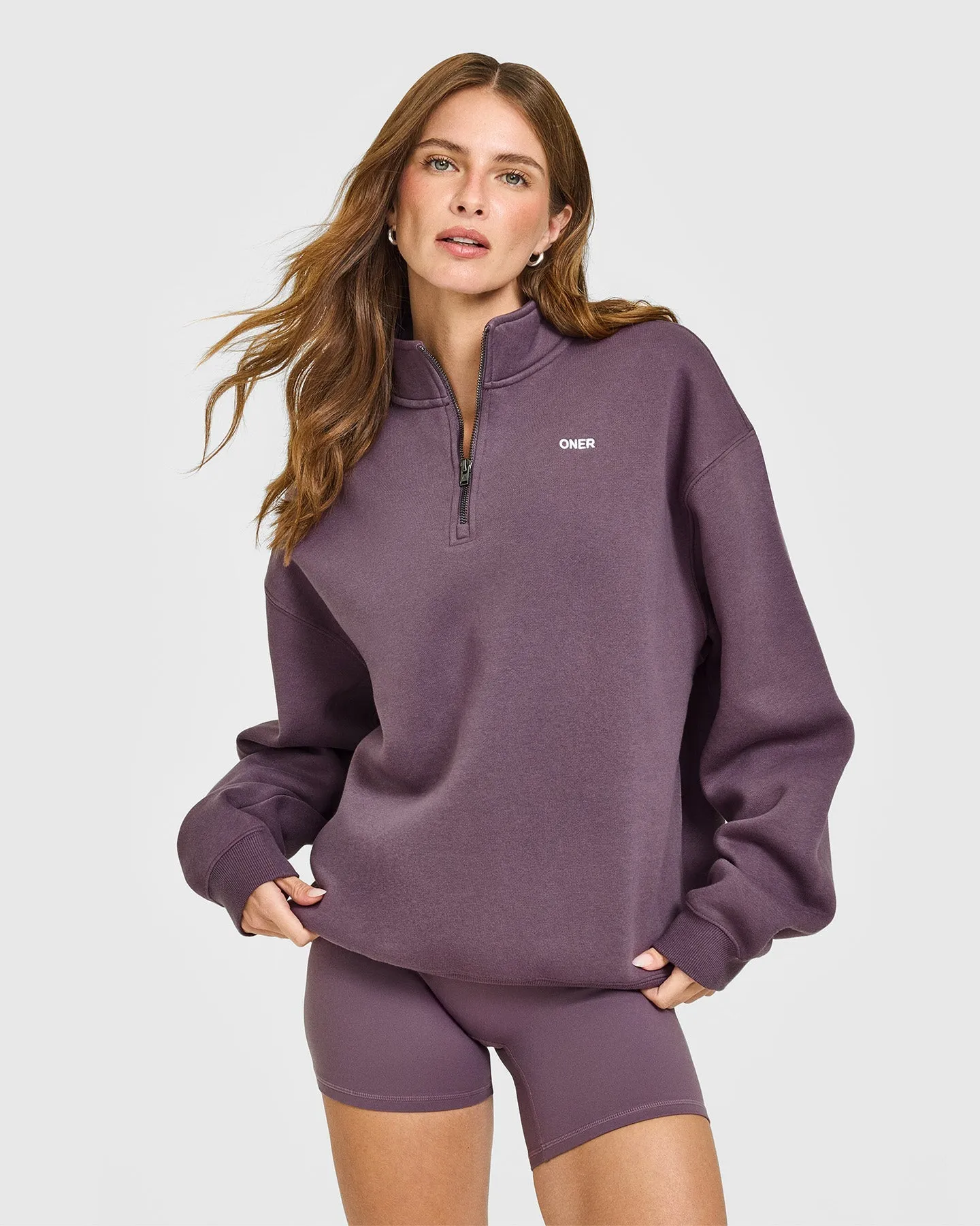 Foundations Oversized 1/4 Zip Sweatshirt | Vintage Purple sold by Oner Active