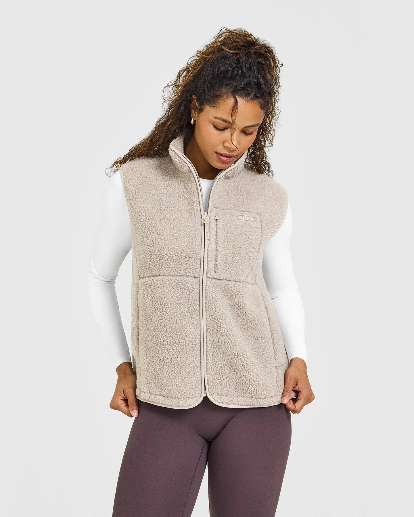 Fleece Gilet with Chest Pocket | Warm Sand sold by Oner Active