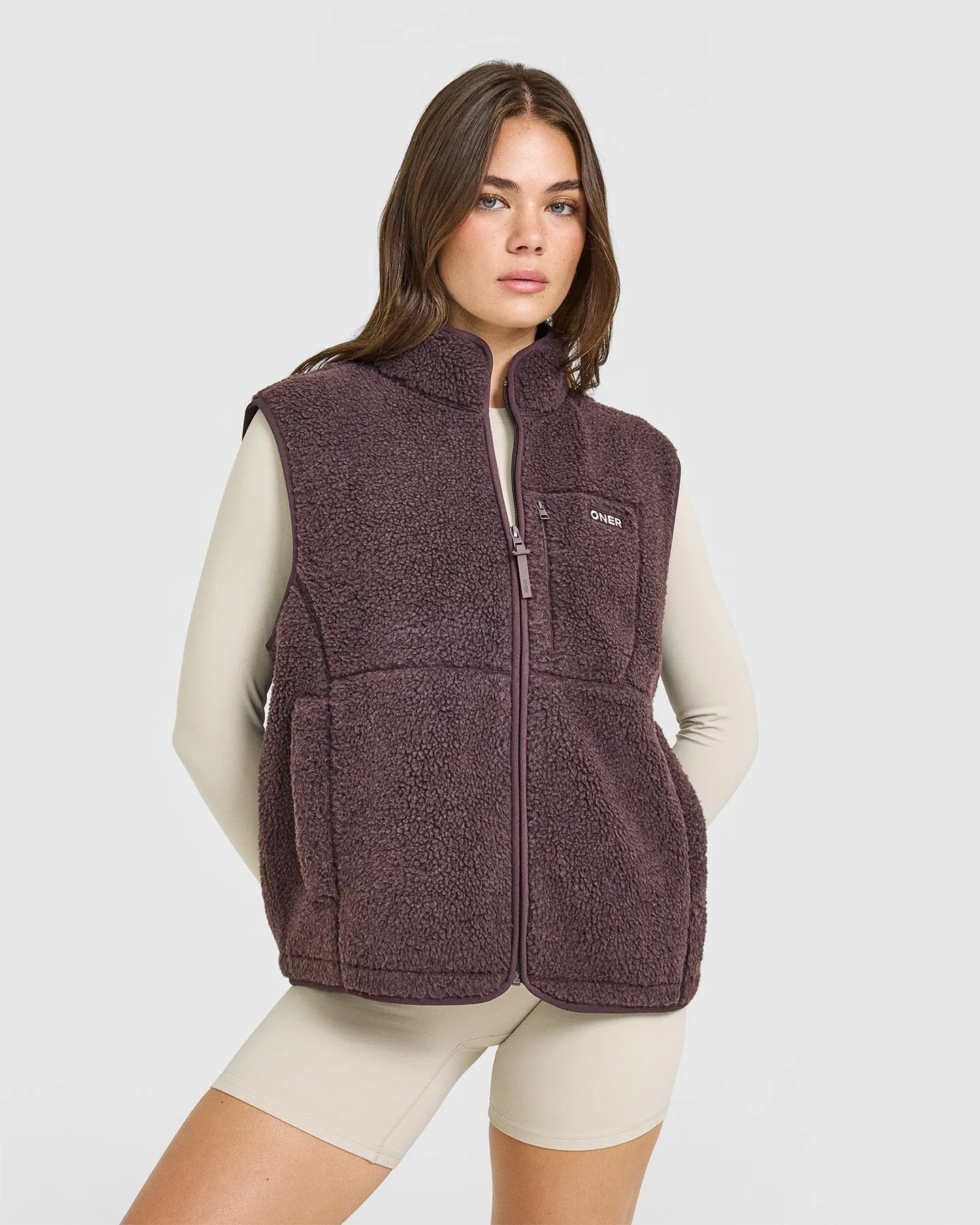 Fleece Gilet with Chest Pocket | Umber Brown sold by Oner Active