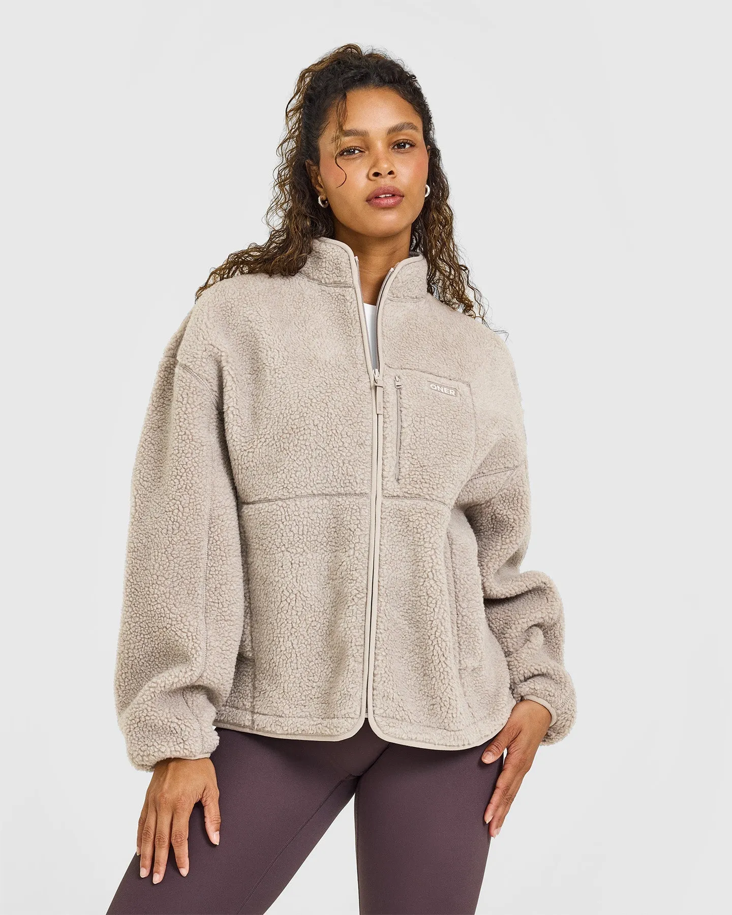 Fleece Jacket with Chest Pocket | Warm Sand sold by Oner Active product image thumbnail 2