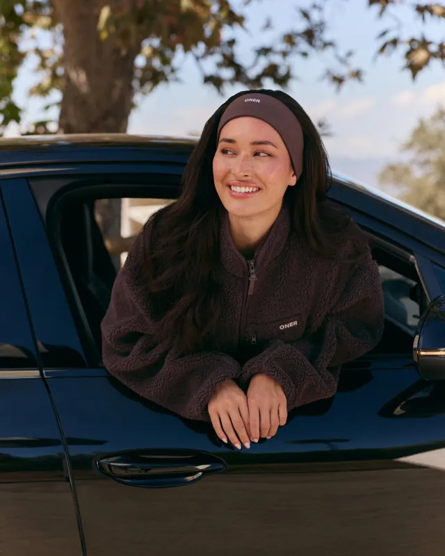 SoftMotion™ Headband with White Logo | Dark Umber Brown sold by Oner Active