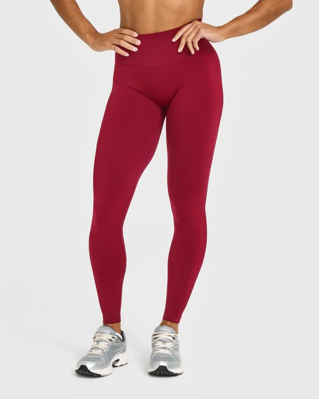 Effortless Seamless Leggings with White Logo | Claret Red sold by Oner Active