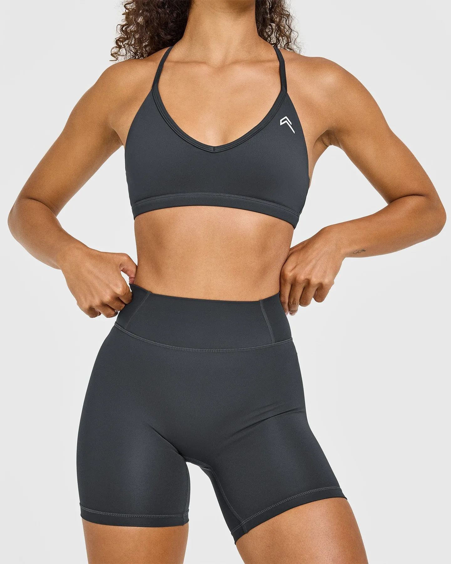 Timeless High Waisted Shorts with White Logo | Coal sold by Oner Active product image thumbnail 5