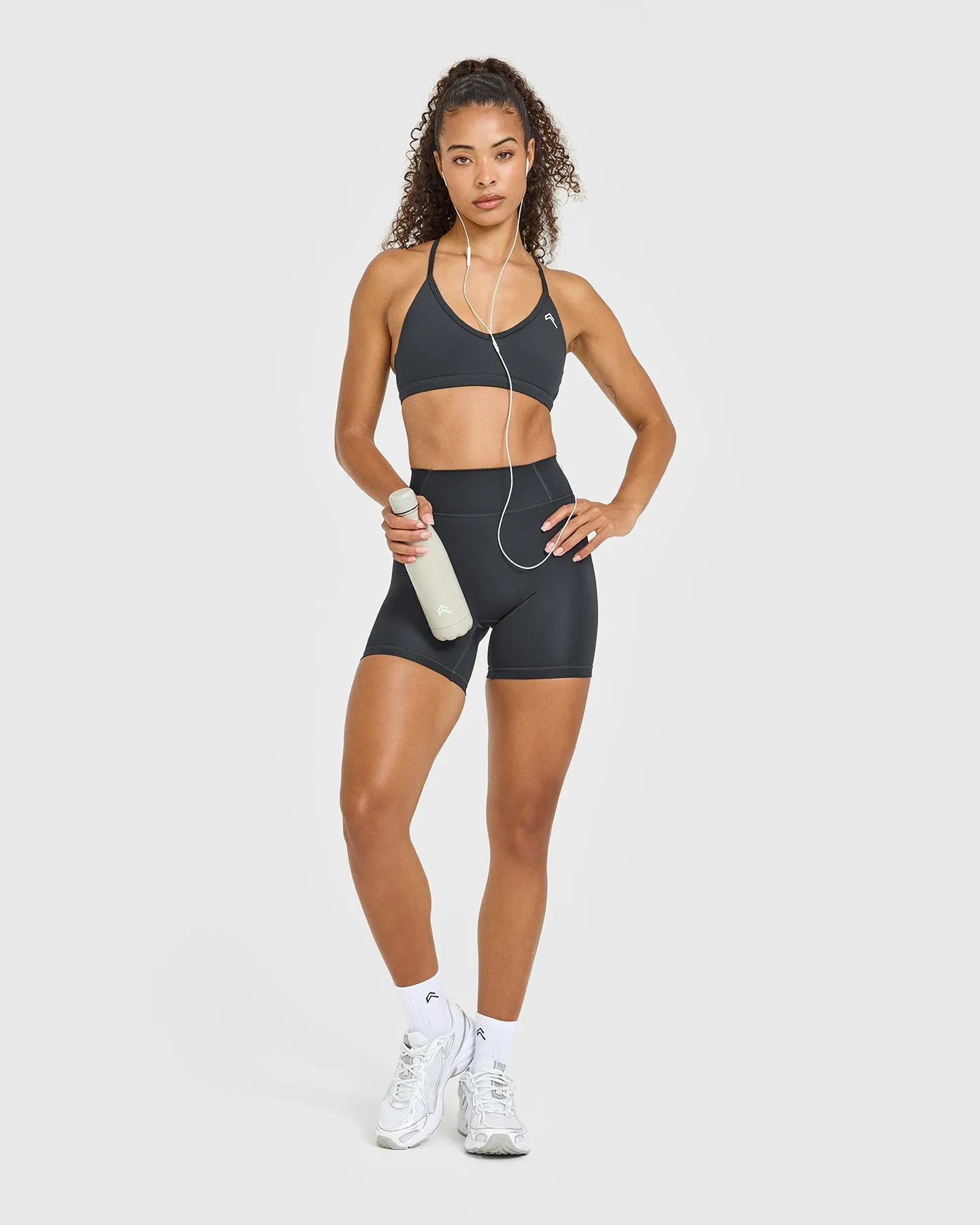 Timeless High Waisted Shorts with White Logo | Coal sold by Oner Active product image thumbnail 3