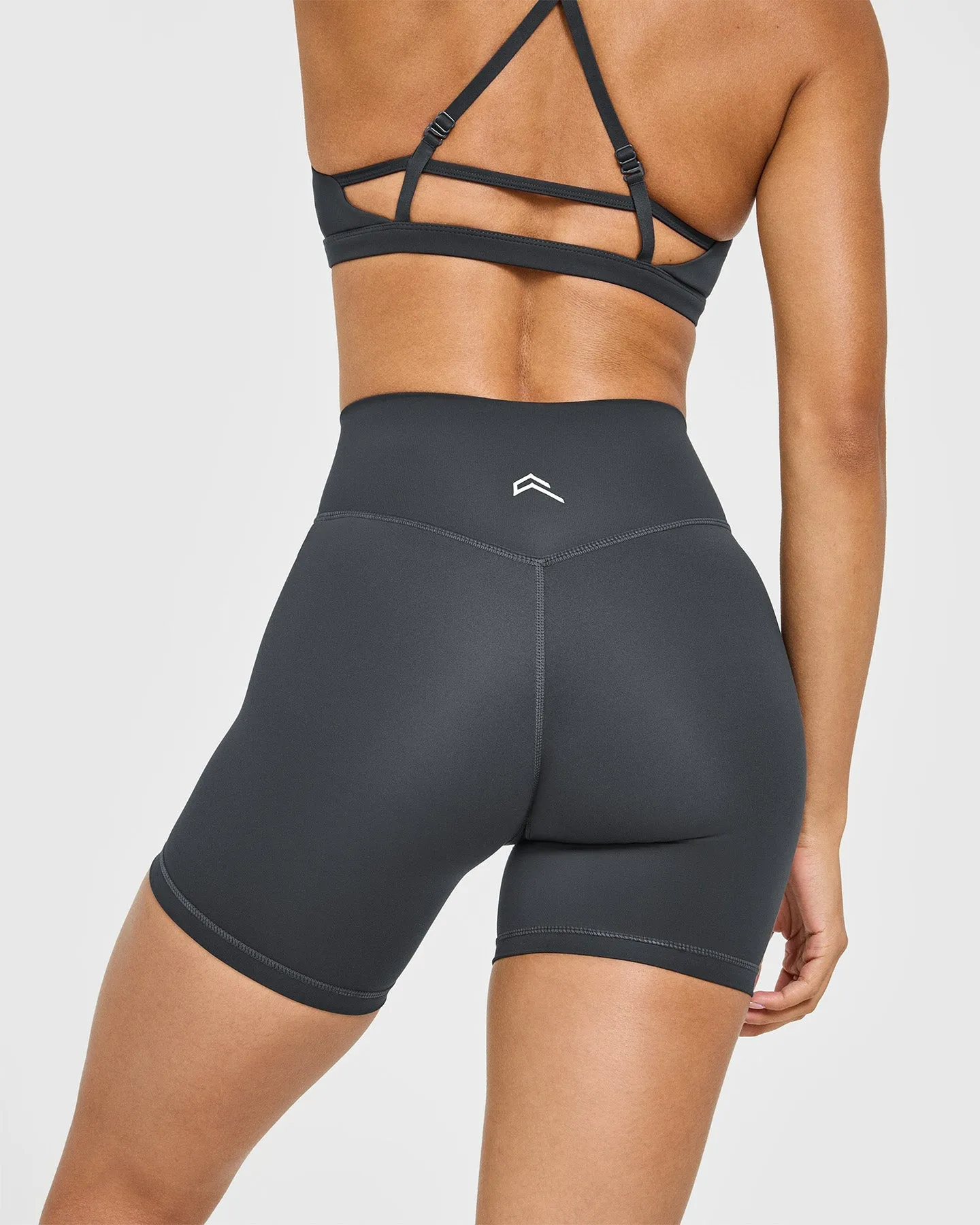 Timeless High Waisted Shorts with White Logo | Coal sold by Oner Active product image thumbnail 4