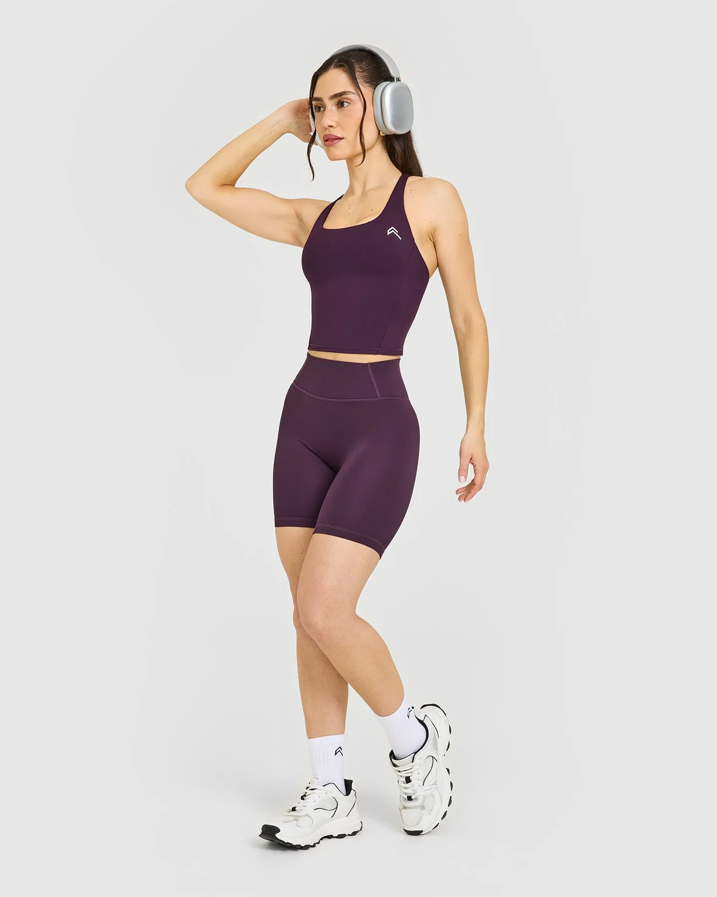 Timeless Square Neck Mid Vest with White Logo | Blackberry Purple sold by Oner Active product image thumbnail 3