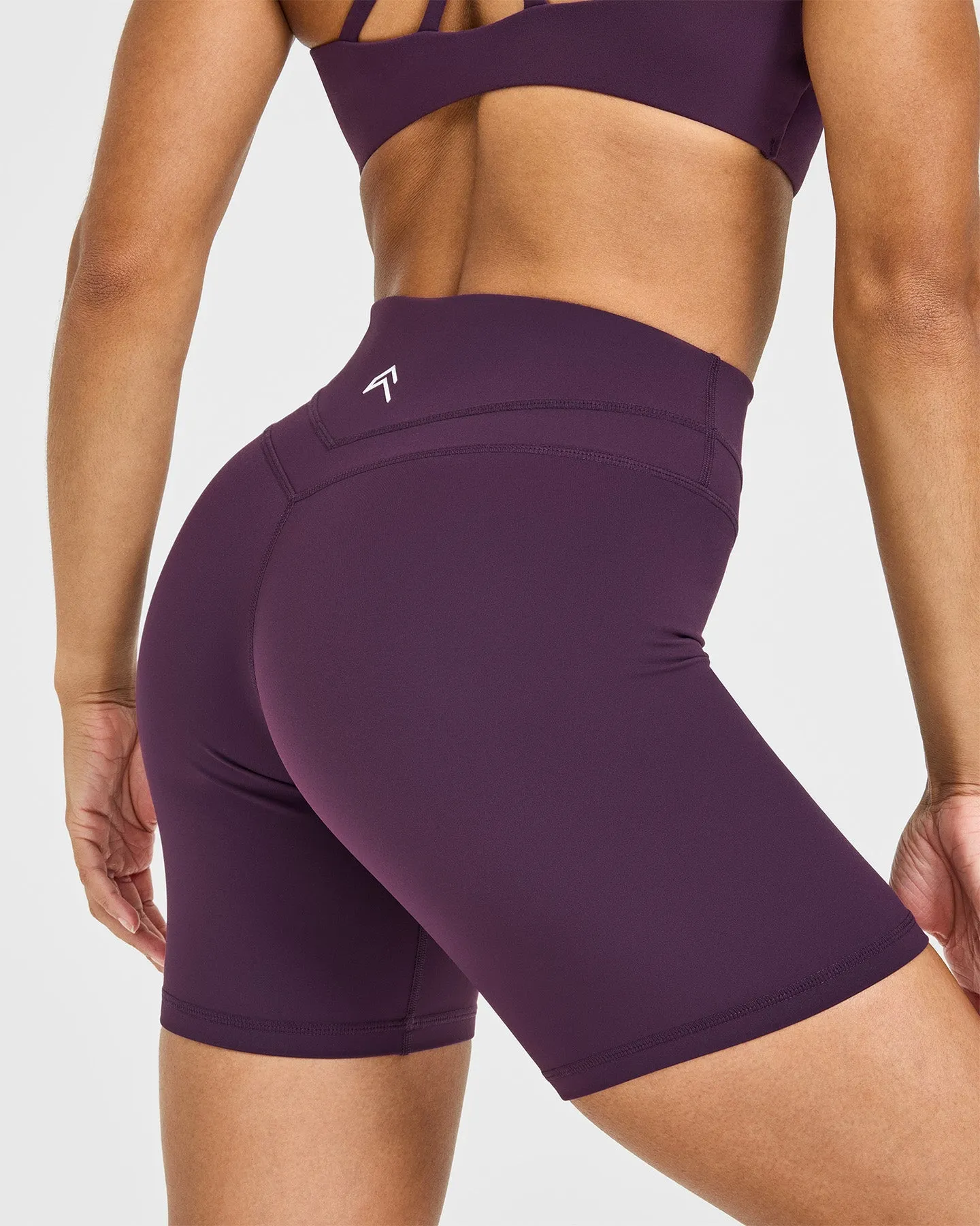 Unified High Waisted Shorts White Logo 6" | Blackberry Purple sold by Oner Active product image thumbnail 4