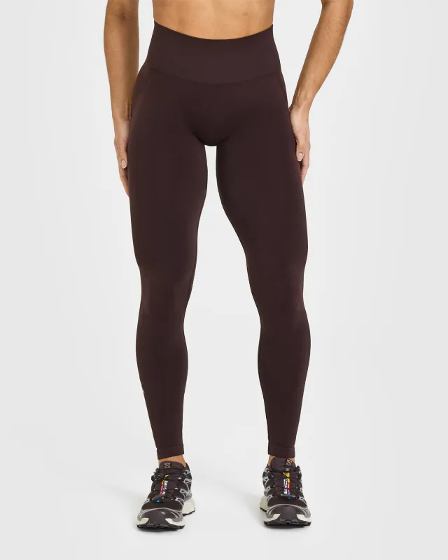 Effortless Seamless Leggings with White Logo | Plum Brown sold by Oner Active