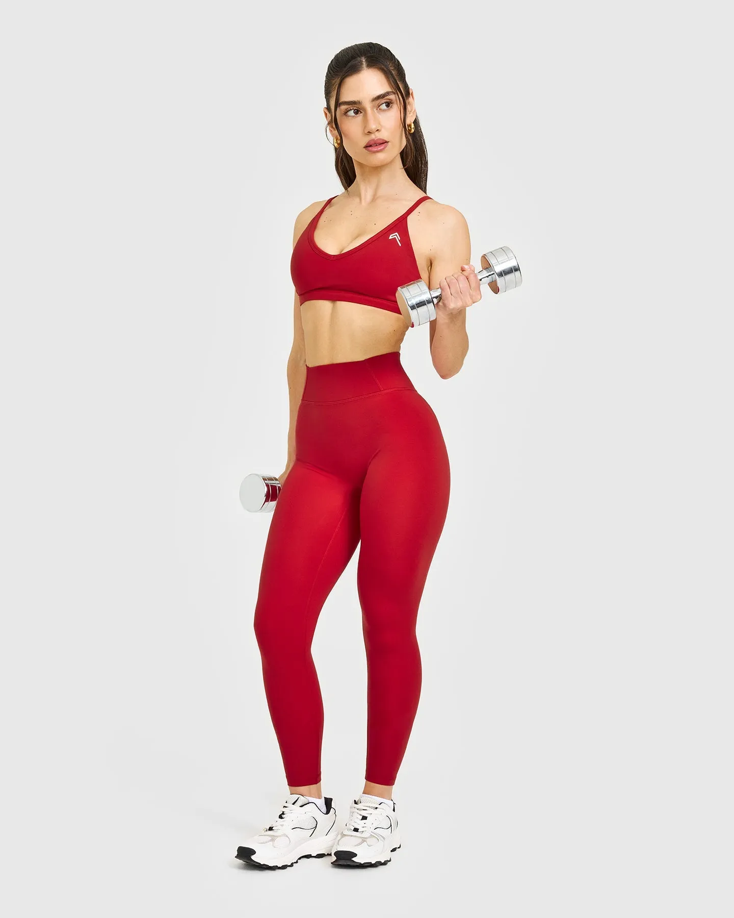 Timeless High Waisted Leggings with White Logo | Toasted Red sold by Oner Active product image thumbnail 3