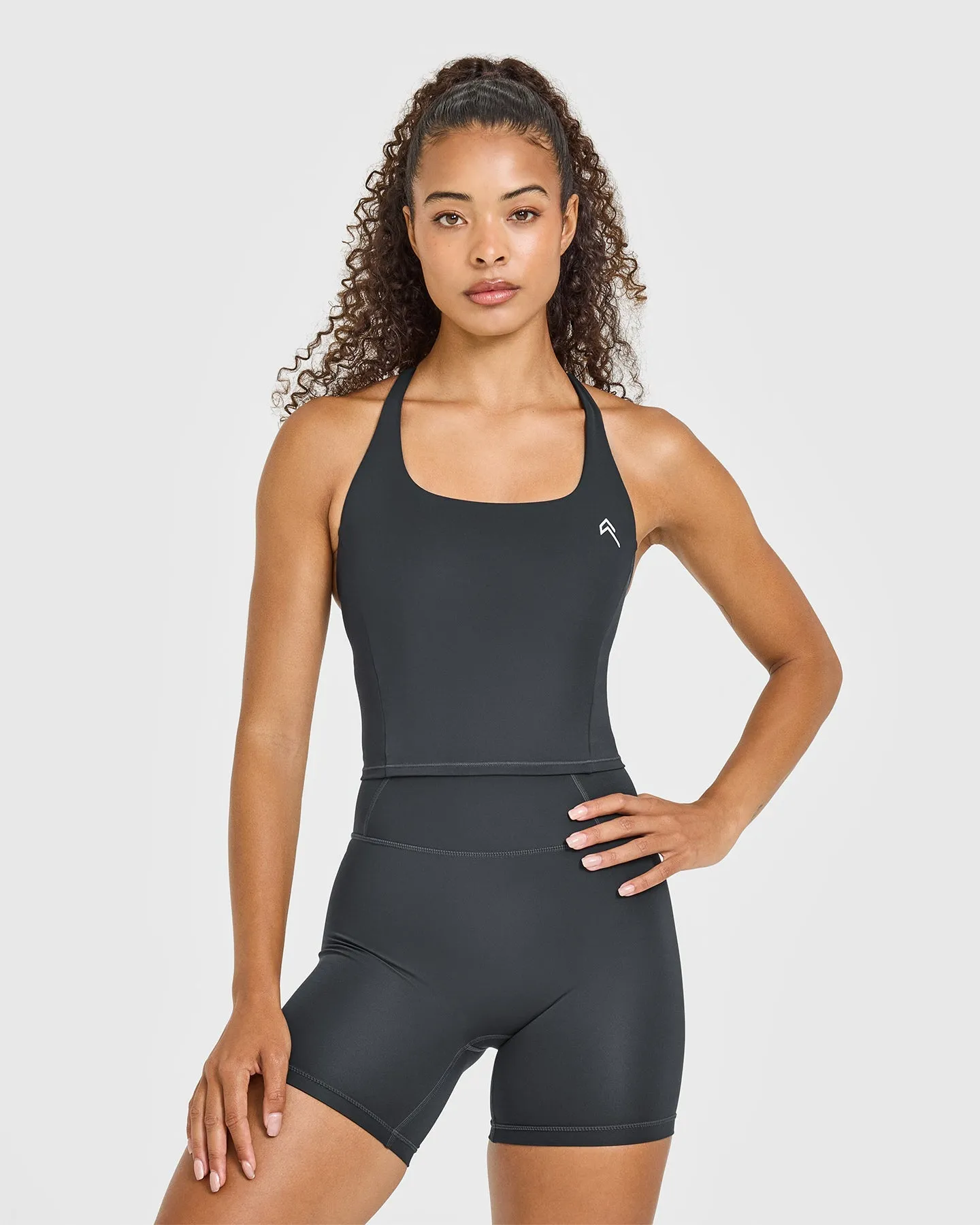 Timeless Square Neck Mid Vest with White Logo | Coal sold by Oner Active