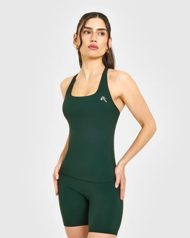 Timeless Square Neck Vest with White Logo | Racing Green sold by Oner Active