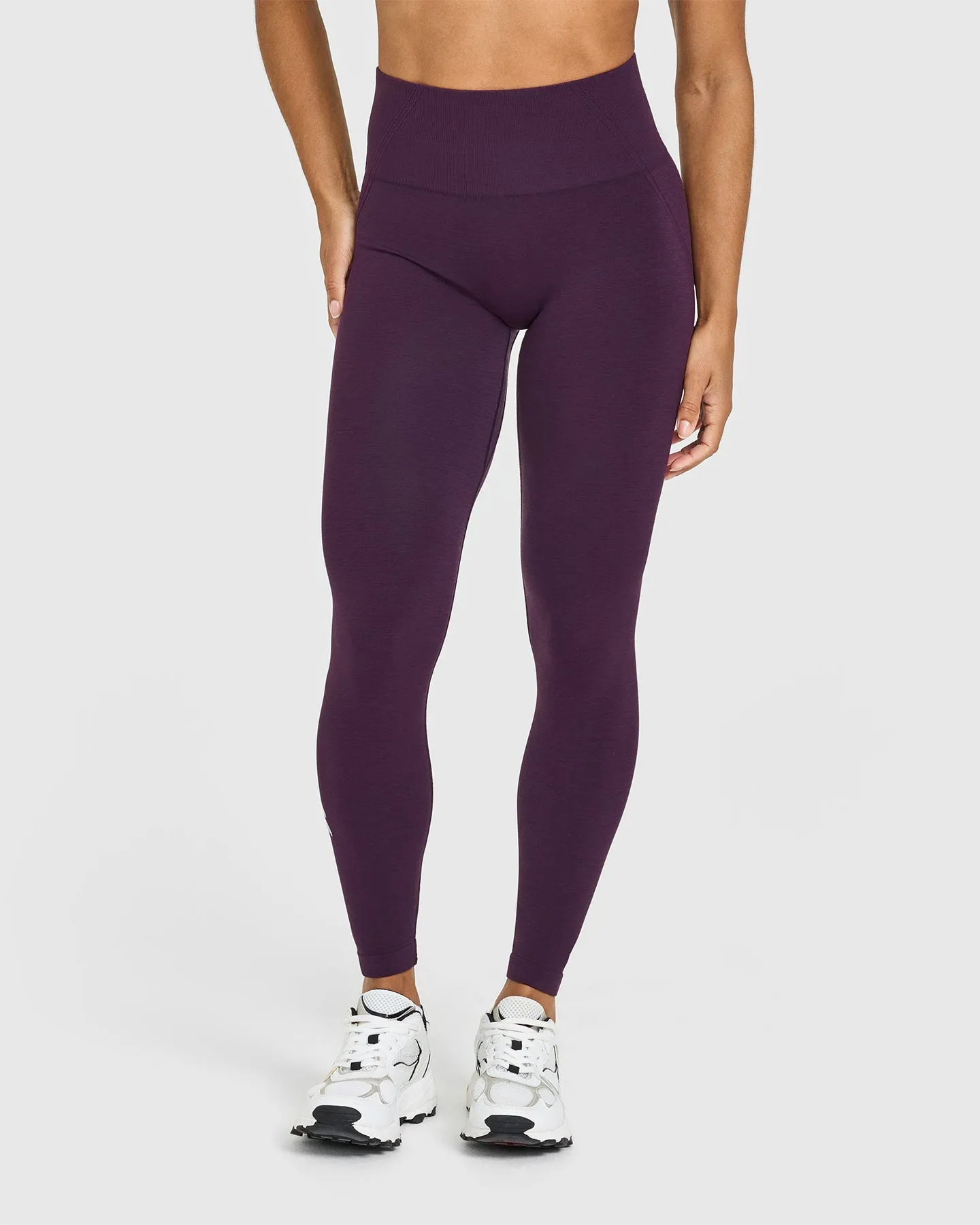 Effortless Seamless Leggings with White Logo | Blackberry Purple sold by Oner Active