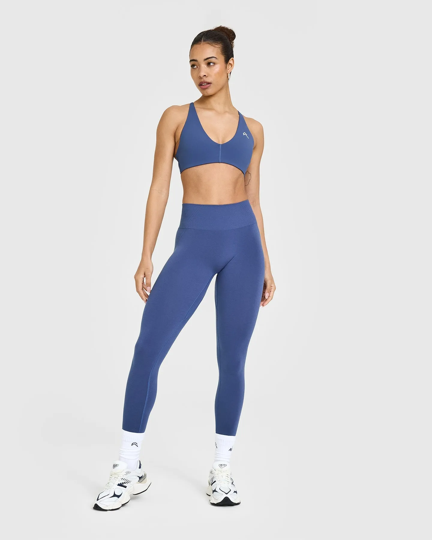 Effortless Seamless Leggings with White Logo | Shadow Blue sold by Oner Active product image thumbnail 3