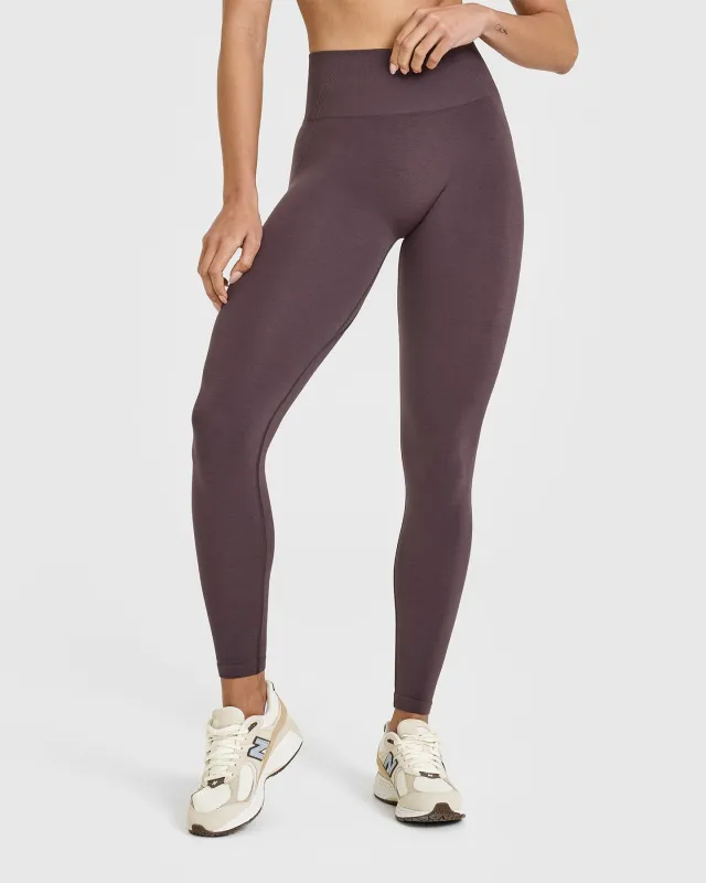 Effortless Seamless Leggings with White Logo | Umber Brown sold by Oner Active