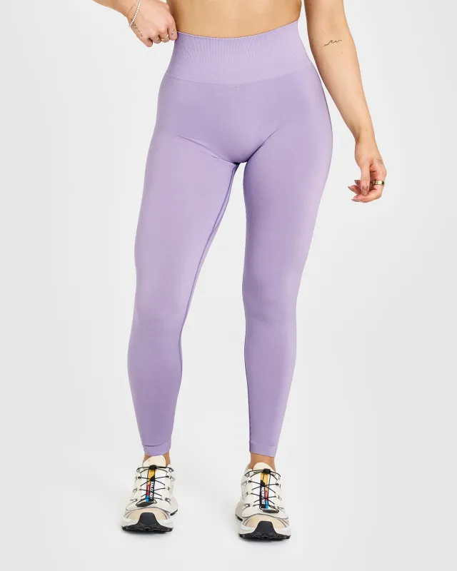 Effortless Seamless Leggings with White Logo | Wisteria Purple sold by Oner Active
