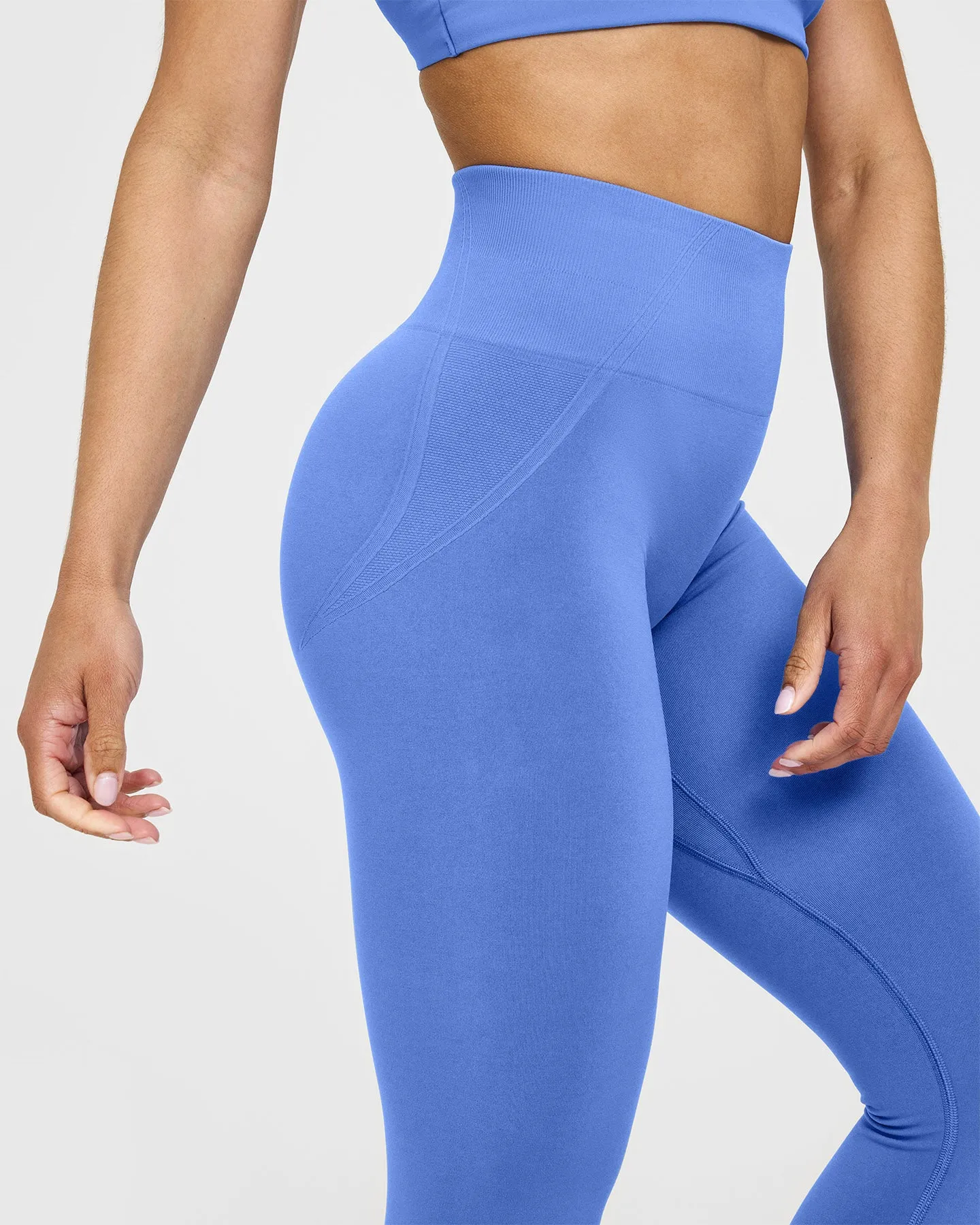 Effortless Seamless Leggings with White Logo | Glaucous Blue sold by Oner Active product image thumbnail 5